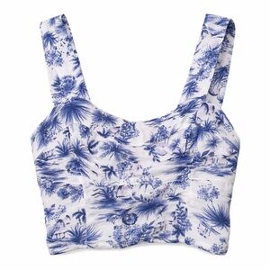 Abercrombie Corset Style Crop Top Blue Toile Coastal Cowgirl Summer-Small